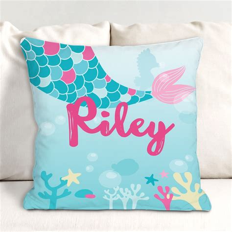 Mermaid Tail Kids Personalized Throw Pillow Tsforyounow