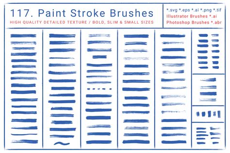 117 Paint Stroke Brushes For Illustrator And Photoshop