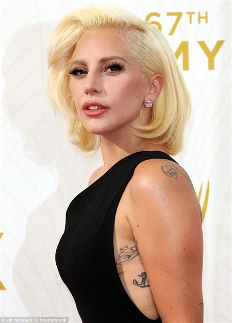 Lady Gaga Shows Off Sideboob At The Emmys 2015 In Black Gown Daily Mail Online