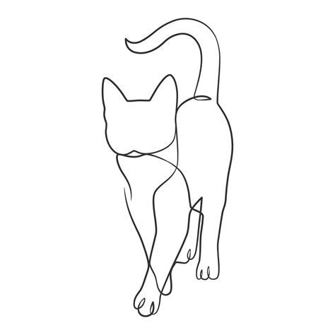 Premium Vector Continuous Line Drawing Of Cute Cat Cat One Line