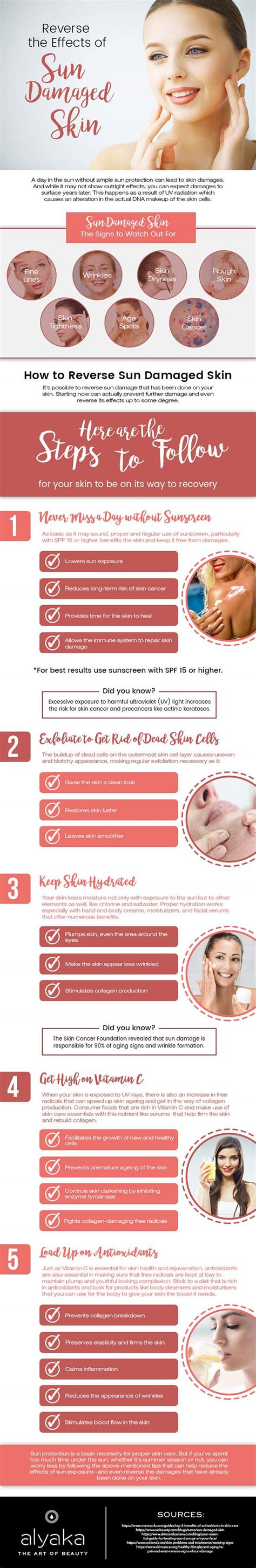 5 Ways To Fix Sun Damaged Skin Infographic Portal