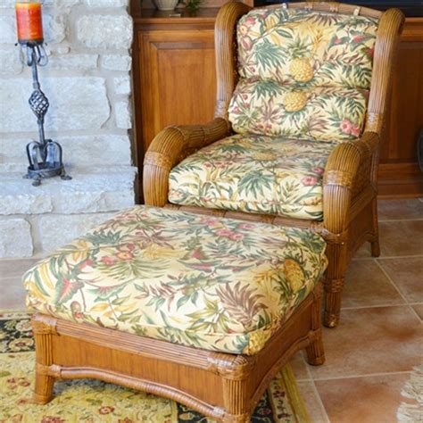 It's hard not to pick up every cute piece of furniture when you go thrifting. Indoor Natural Wicker Wing Chair and Ottoman by Lane ...