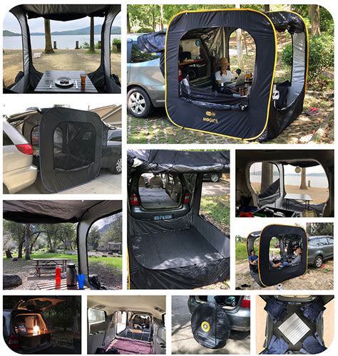 This packable tent can store in the trunk of your suv or crossover, and gives you an enclosed living space perfect for camping or day trips. CARSULE - A Pop-Up Cabin for your Car