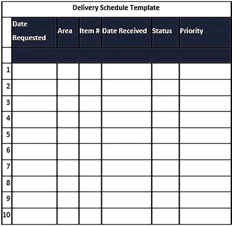 Sample Delivery Schedule Template Schedule Template Business