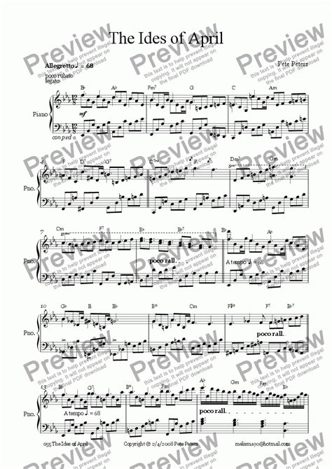 The Ides Of April Piano Solo Download Sheet Music Pdf File