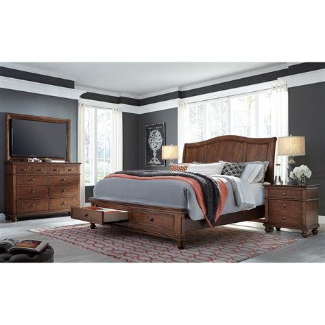 Aspenhome Oxford Pkg456398 Transitional King Sleigh Storage Bed With