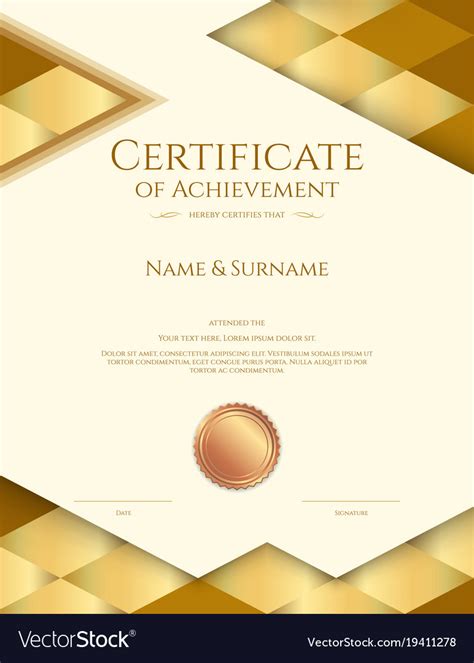 Luxury Certificate Template Elegant Golden Border Sto