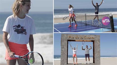 Eugenie Bouchard Plays Juan Martin Del Potro On Beach Ahead Of Mexican