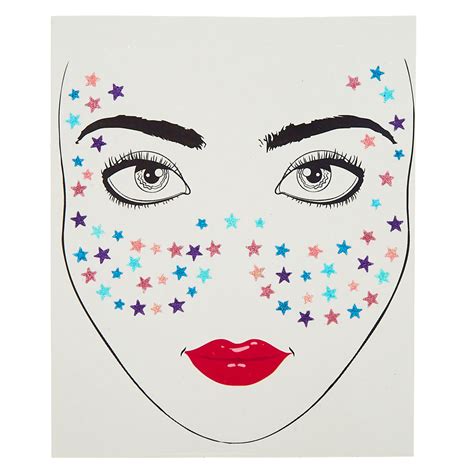 Rainbow Glitter Stars Face Stickers Claires Us
