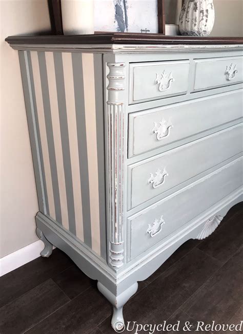 Modernized this beautiful queen anne highboy dresser white and gold. Painted in Dixie Belle (With images) | Striped furniture ...