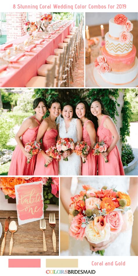 8 Stunning Coral Wedding Color Combos For 2019 Coral And Gold Coral