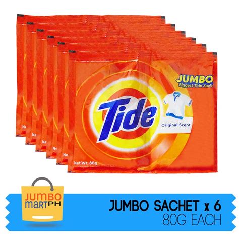 Tide Powder Detergent Original Scent Jumbo Sachet 80g Set Of 6