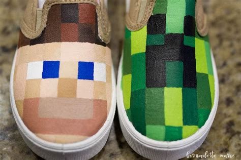 Minecraft Shoes Custom Steve And Creeper Shoes Creeper Shoes