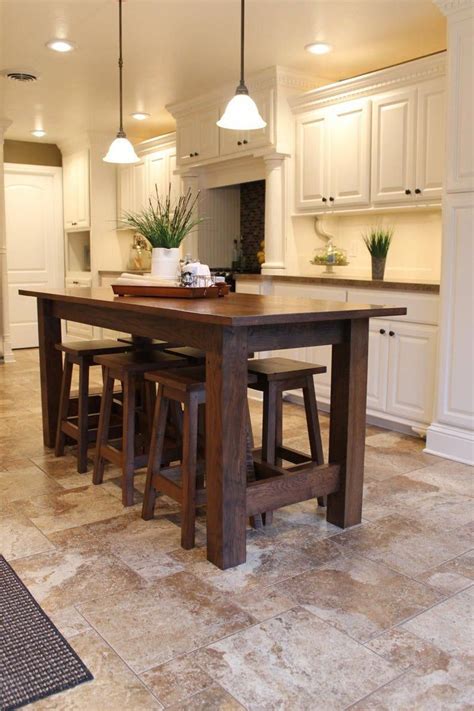 Shop wayfair for all the best narrow tall kitchen & dining tables. Rustic Farmhouse Bar/Island Table with 6 Barstools | Etsy ...