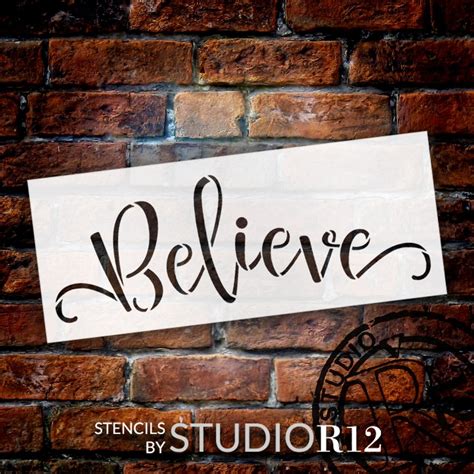Believe Script Stencil By Studior12 Diy Christmas Word Art Etsy Uk