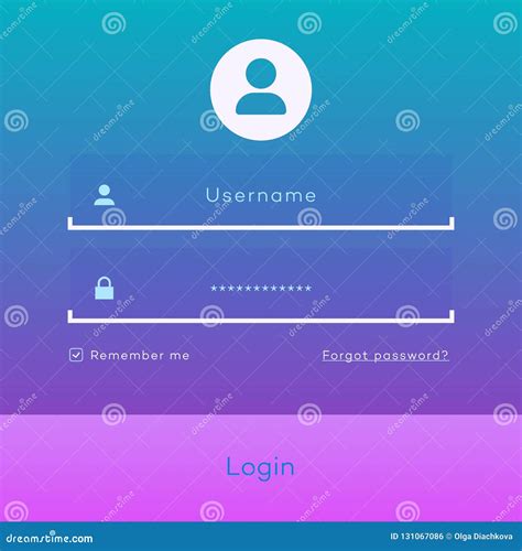 Login Form Page Template On Modern Gradient Background Stock Vector