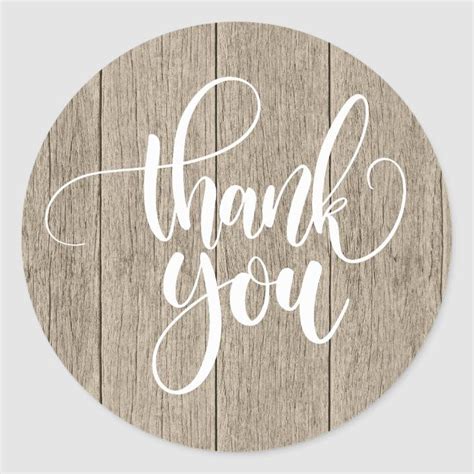 Rustic Thank You Distressed Wood Country Wedding Classic Round Sticker