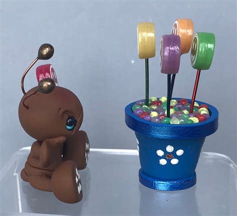 Ant W Flower Pot Of Lollipops Polymer Clay Insect Etsy