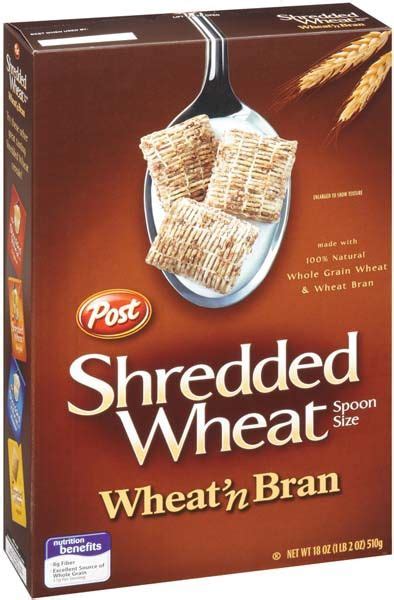 Post Shredded Wheat N Bran High Fiber High Protein No Sugar