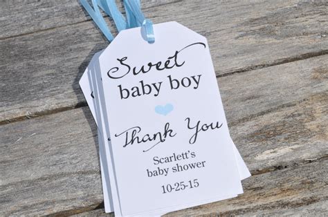 Recently i had one baby shower and before this baby comes i'll have 3 say thank you in style with our free printable thank you cards and matching envelope templates. Boy Baby Shower Favor Tags (Sweet Baby Boy) - Baby Shower ...