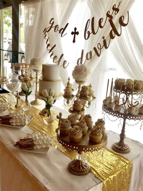 ( 5.0 ) out of 5 stars 1 ratings , based on 1 reviews current price $10.99 $ 10. White and Gold Baptism Party Ideas | Photo 4 of 5 in 2020 | Baptism dessert table, Baptism ...