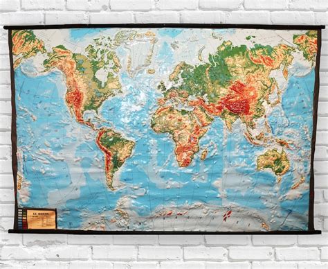 World Exaggerated Raised Relief Map Vintage New Old Stock Etsy