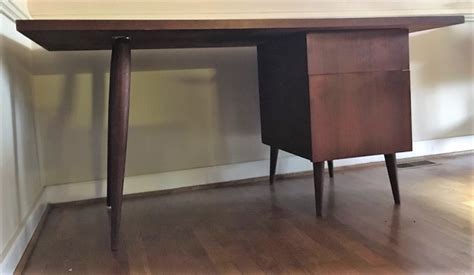 Instead, i ran to my local lumber supplier and picked out rough… Mid Century Modern Writing Desk with Two Drawers, Splayed ...