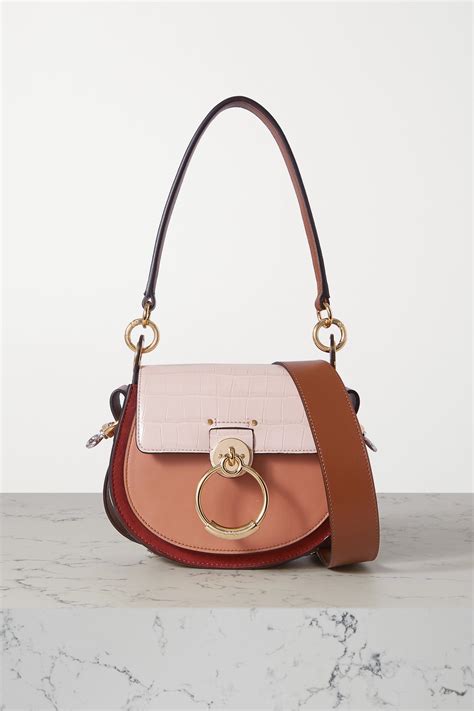 Pink Tess Small Leather And Suede Shoulder Bag Chloé Net A Porter