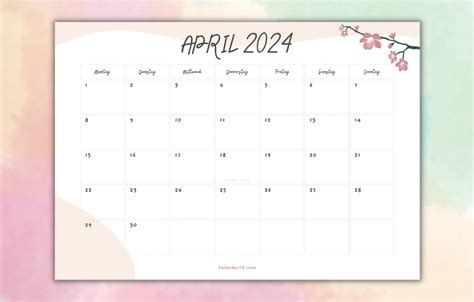 Kalender April 2024 ️ Zum Ausdrucken