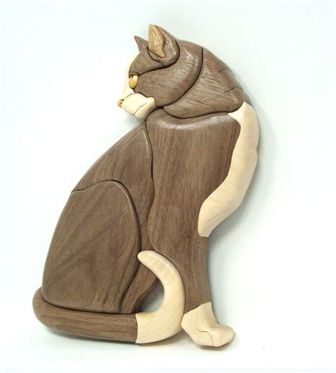 Cat Intarsia Made From Wood T For Cat Lovers Wood Two Etsy