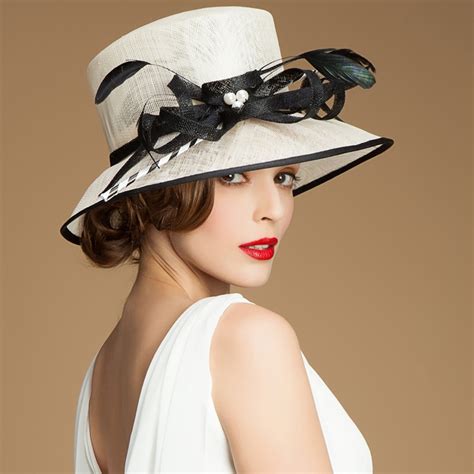 2015 Formal Vintage Sinamay Hat Luxury Elegant Summer Chapeu Linen Fedora Women Hat Church