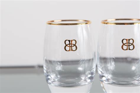 Baileys Irish Cream Is Liqueur Glasses 2 Piece Gold Banded Cocktail Glass Hollywood Regency