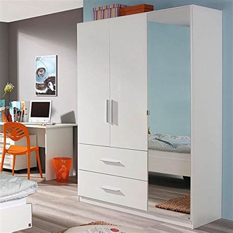 Jetzt ab 30 € versandkostenfrei! Kleiderschrank Hochglanz weiß 3 Türen B 136 cm Schrank ...