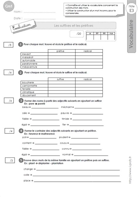 Evaluation Vocabulaire Cm Les Suffixes Hot Sex Picture