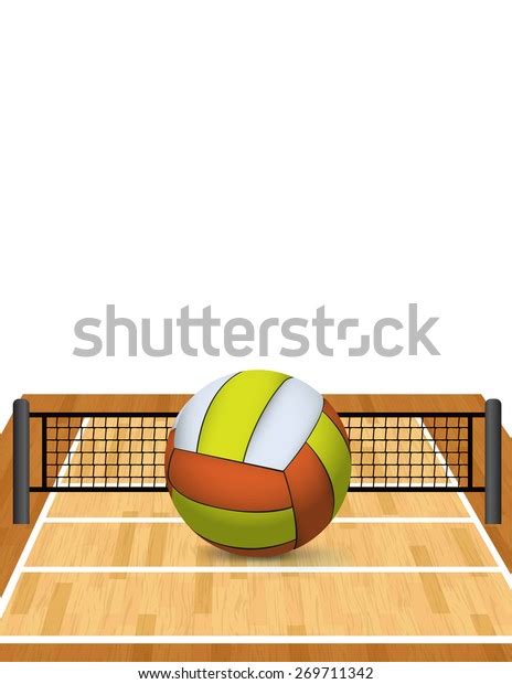 Illustration Realistic Volleyball On Volleyball Court Stock Vector Royalty Free 269711342