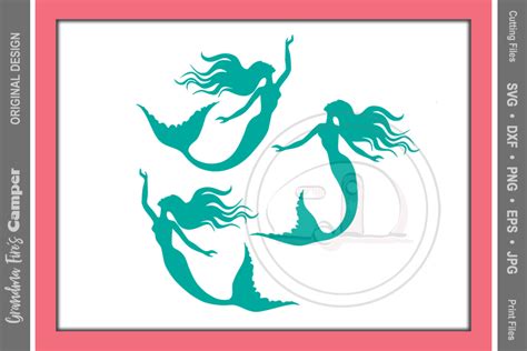 Mermaids Svg Mermaids Swimming Three Mermaids 68883 Svgs Design Bundles