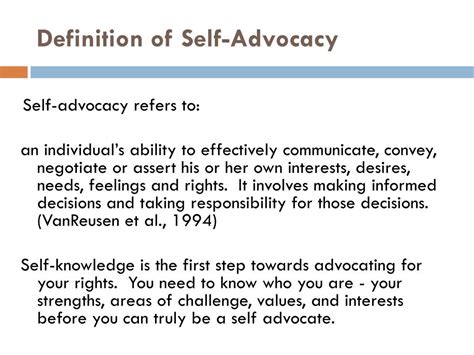Definition Of Self Advocacy Definitonjulb