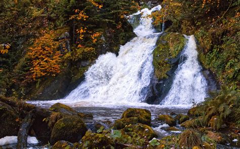 Download Wallpapers Waterfall Autumn Mountain Waterfall Rock Lake