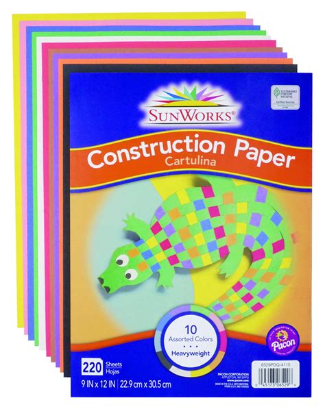 Sunworks Heavyweight Construction Paper 10 Assorted Colors 9 X 12