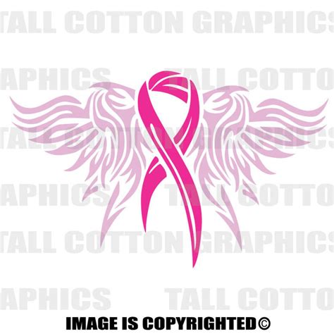 Angel Wings Hot Pink Ribbon Breast Cancer Awareness Vinyl Decal Bc004 Etsy