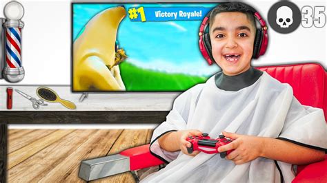 My Little Brother Plays Fortnite While Getting A Haircut At The