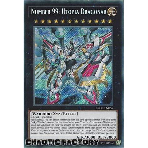 Brol En057 Number 99 Utopia Dragonar Secret Rare 1st Edition Nm