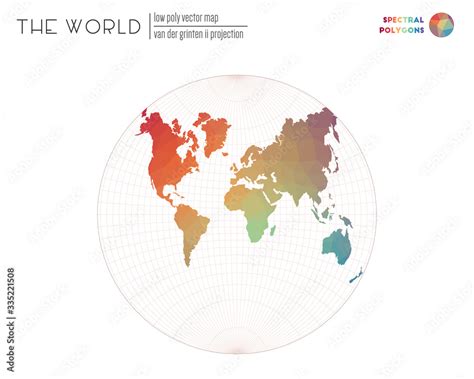 Low Poly World Map Van Der Grinten Ii Projection Of The World