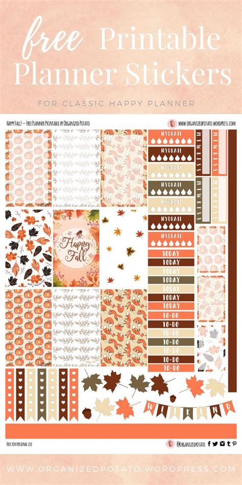 Free Planner Printable Happy Fall Printable Planner Stickers Happy