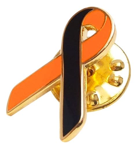 Black And Orange Awareness Ribbon Lapel Pin Custom