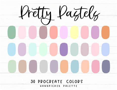 Pretty Pastel Procreate Color Palette Pastels Color Swatches Ipad