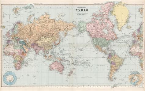 Old Map Of The World 1904 Antique Map Fine Reproduction Etsy