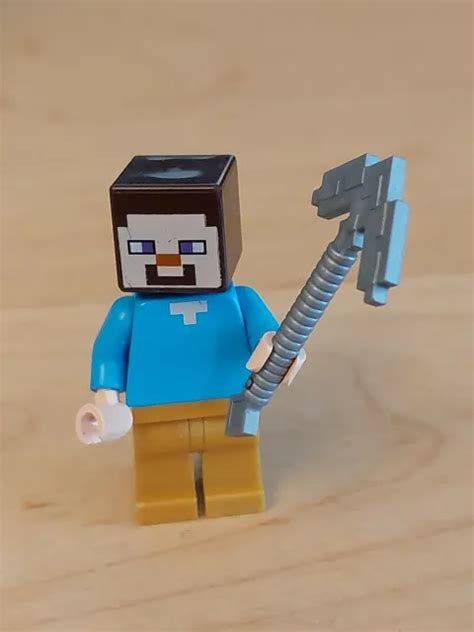 Lego Steve 21162 Pearl Gold Legs Minecraft Minifigure With Pickaxe 7