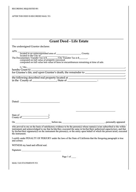 Free Printable Blank Life Estate Deed Form Printable Forms Free Online