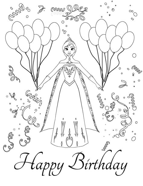 Disneys Frozen Anna Birthday Party Colouring Page Coloring Pages